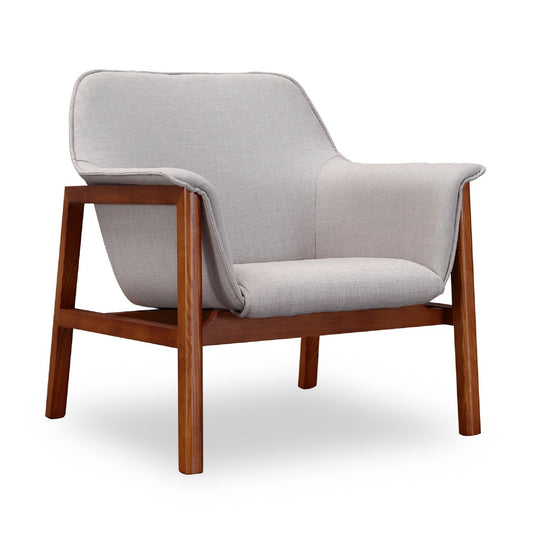 Miller Grey and Walnut Linen Weave Accent Chair