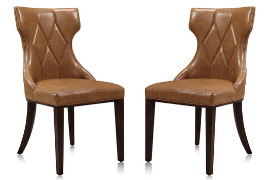 Reine Saddle and Walnut Faux Leather Dining Chair (Set of Two)