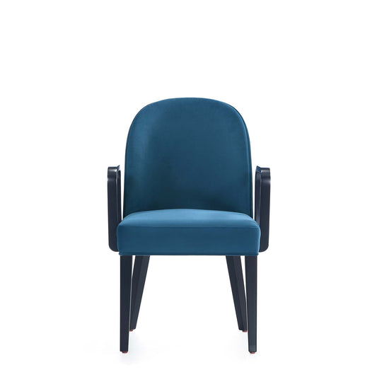 Hillman Modern Velvet Upholstered Dining Arm Chair in Blue