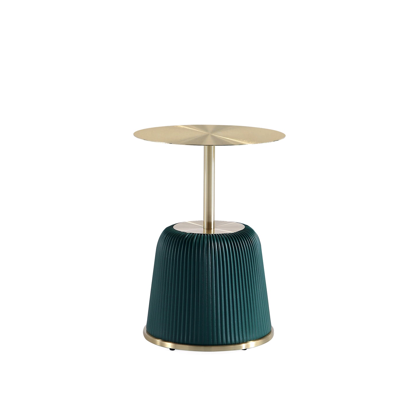 Modern Anderson End Table 1.0 Upholstered in Green Leatherette with Gold Tabletop