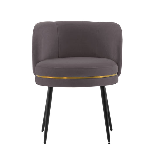 Modern Kaya Pleated Velvet Dining Chair in Grey