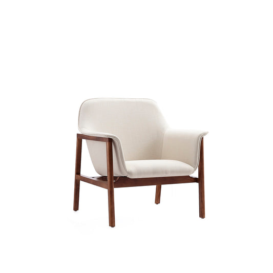 Miller Cream and Walnut Linen Weave Accent Chair