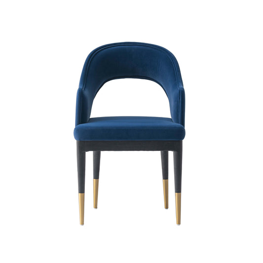 Modern Carrington Velvet Dining Armchair in Midnight Blue