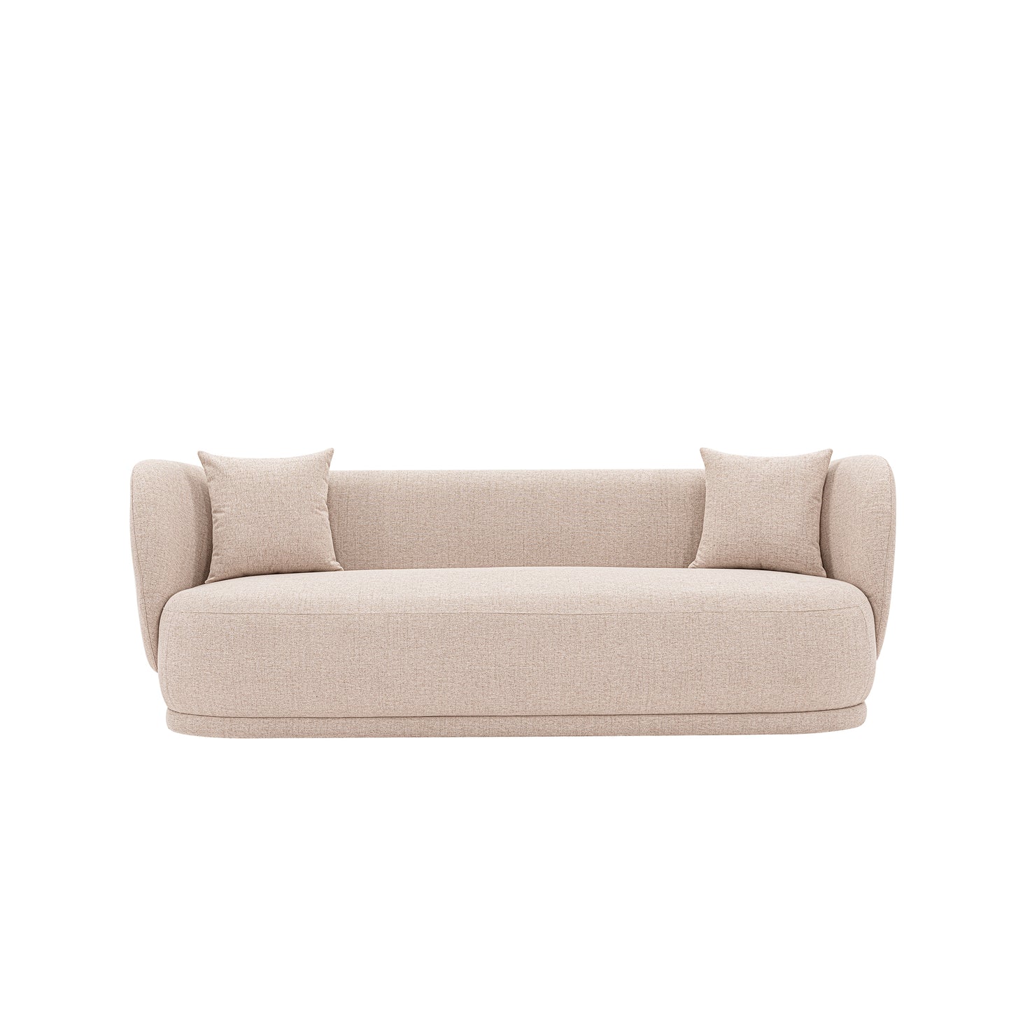 Contemporary Siri Linen Weave 92.52 Sofa with Pillows in Wheat
