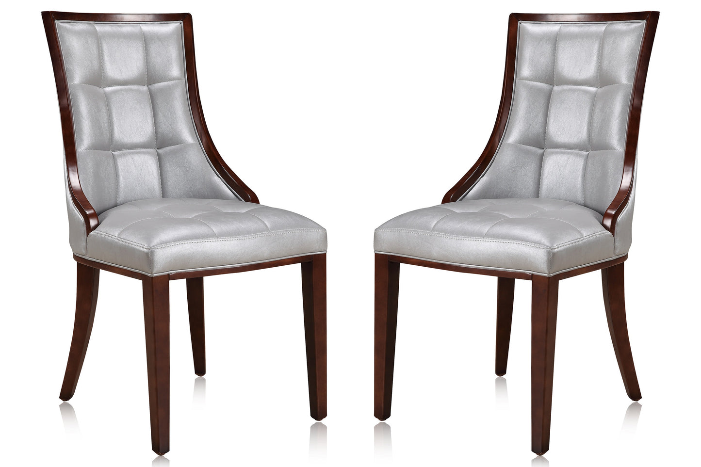 Fifth Avenue Silver and Walnut Faux Leather Dining Chair (Set of Two)