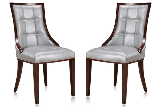 Fifth Avenue Silver and Walnut Faux Leather Dining Chair (Set of Two)