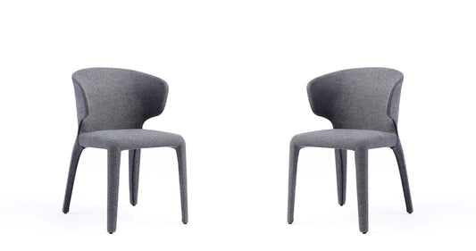 Conrad Modern Woven Tweed Dining Chair in Grey (Set of 2)