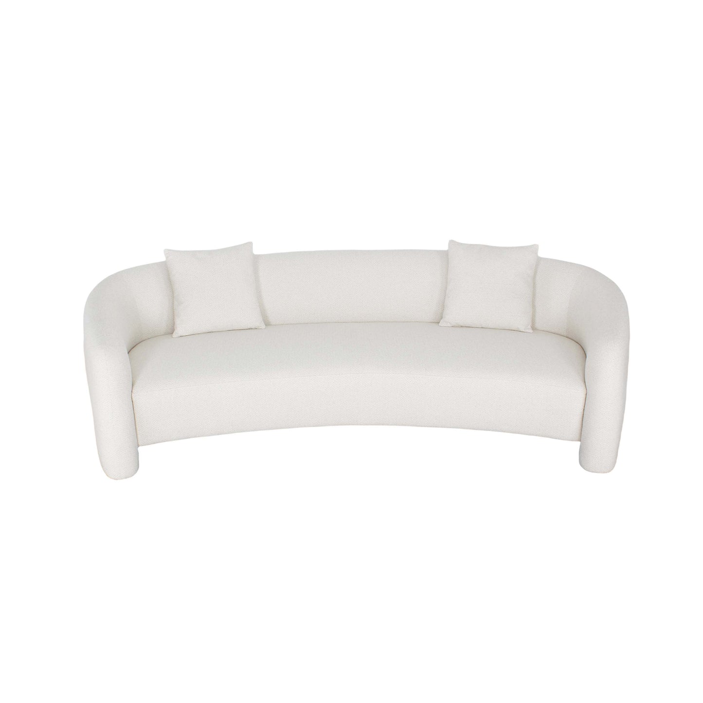 Modern Sylvia Tweed 103.5" Sofa with Accent Pillows in Angora