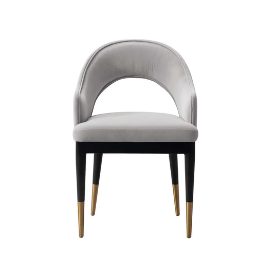 Modern Carrington Velvet Dining Armchair in Light Grey
