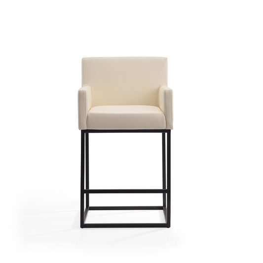 Ambassador 38 in. Cream and Black Metal Counter Height Bar Stool