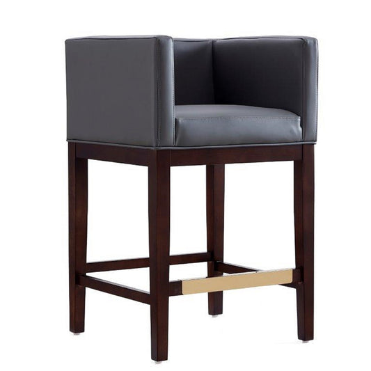 Kingsley 34 in. Grey and Dark Walnut Beech Wood Counter Height Bar Stool