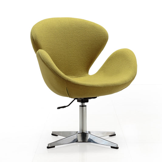 Raspberry Green and Polished Chrome Wool Blend Adjustable Swivel Chair