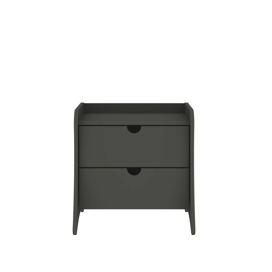 Coney Mid-Century Modern 2-Drawer Nightstand in Grey