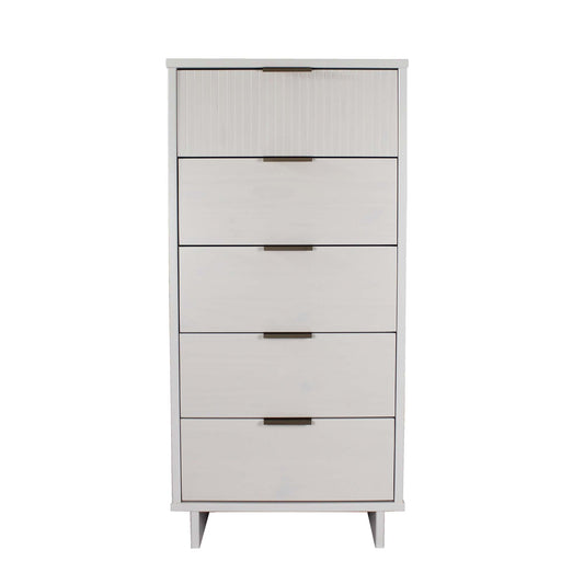 Granville Tall 23.62" Modern Narrow Dresser with 5 Full Extension Drawers in White