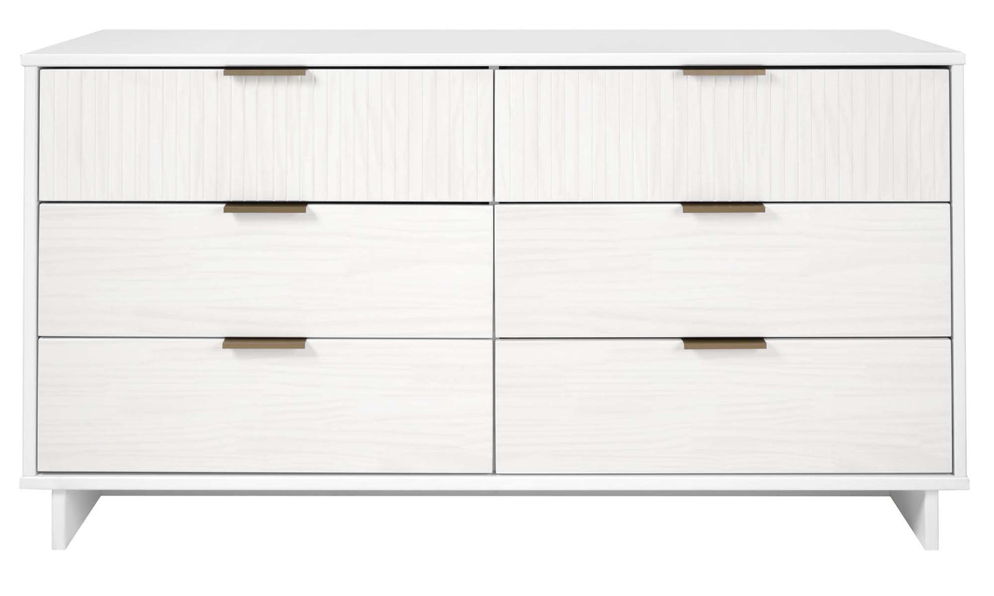 Granville 55.07" Modern Double Wide Dresser with 6 Full Extension Drawers in White