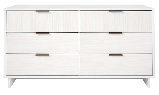 Granville 55.07" Modern Double Wide Dresser with 6 Full Extension Drawers in White