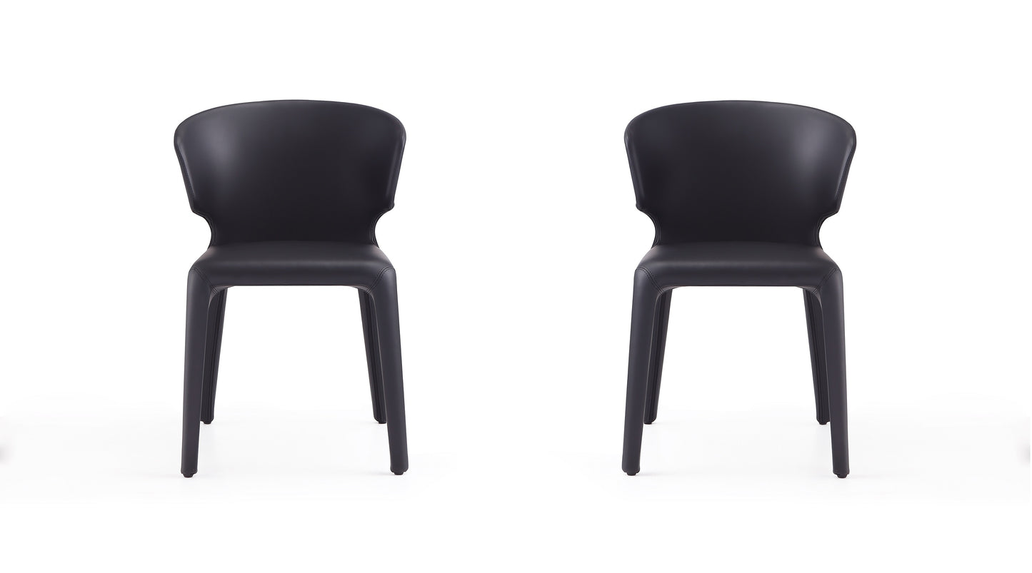 Conrad Black Faux Leather Dining Chair (Set of 2)