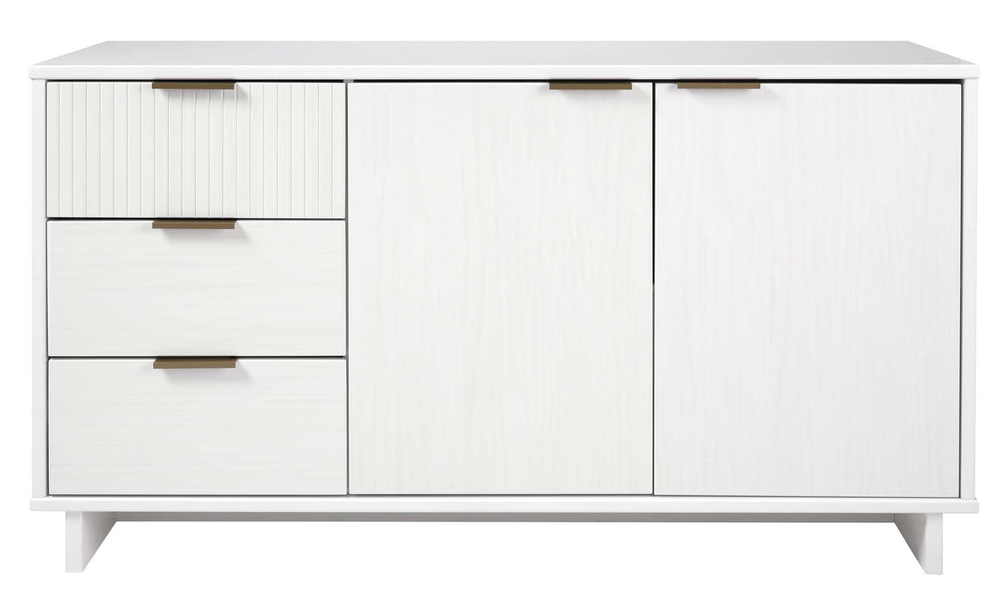 Granville 55.07" Modern Sideboard with 3 Full Extension Drawers in White