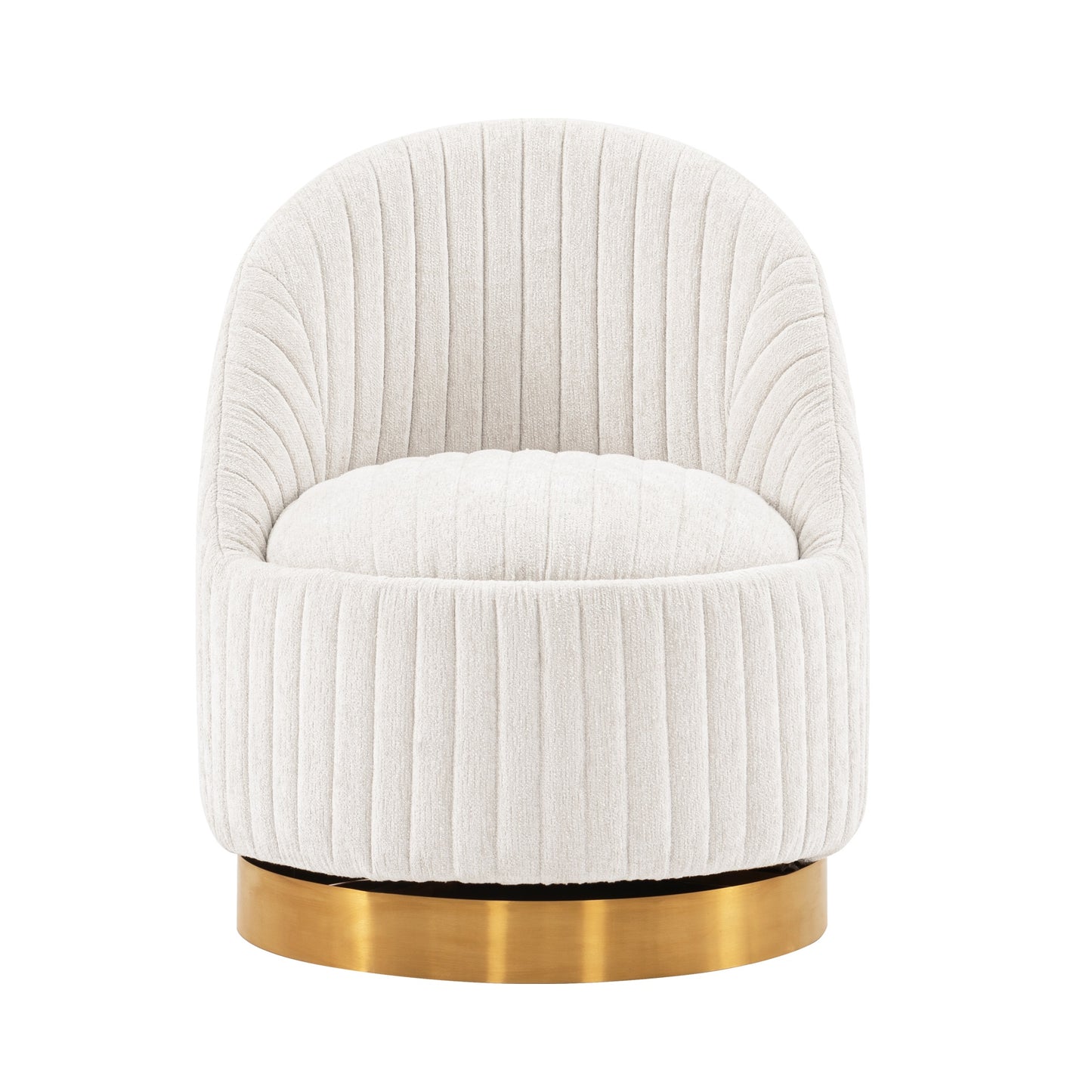 Modern Leela Swivel Chenille Accent Chair in Cream
