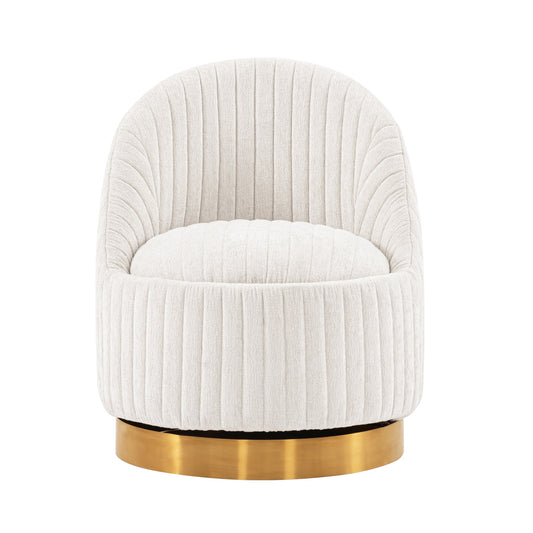 Modern Leela Swivel Chenille Accent Chair in Cream