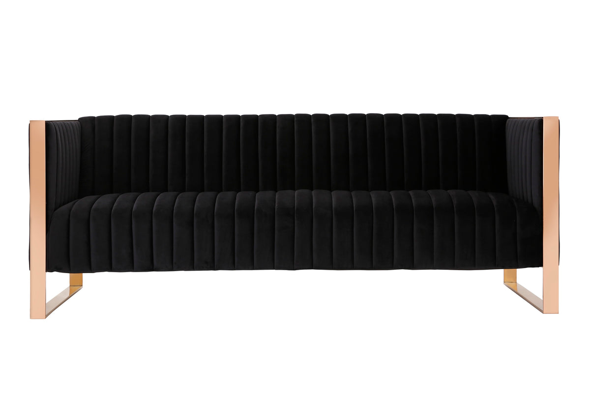 Trillium 83.07 in. Black and Gold 3-Seat Sofa