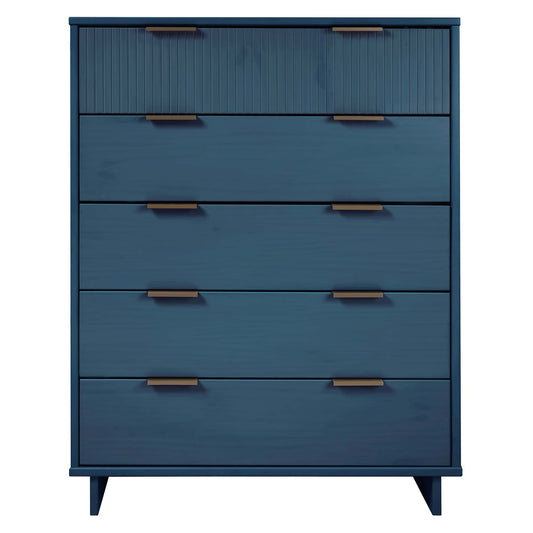 Granville 45.27" Modern Tall Dresser with 5 Full Extension Drawers in Midnight Blue