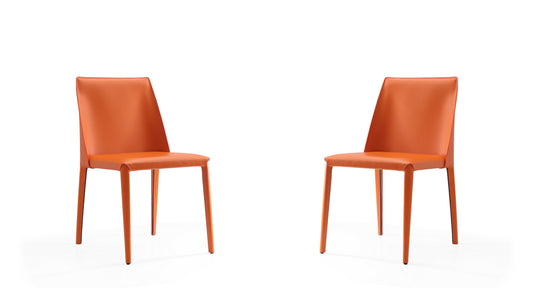 Paris Coral Saddle Leather Dining Chair (Set of 2)