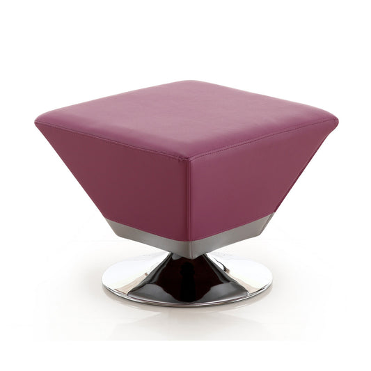 Diamond Purple and Polished Chrome Swivel Ottoman