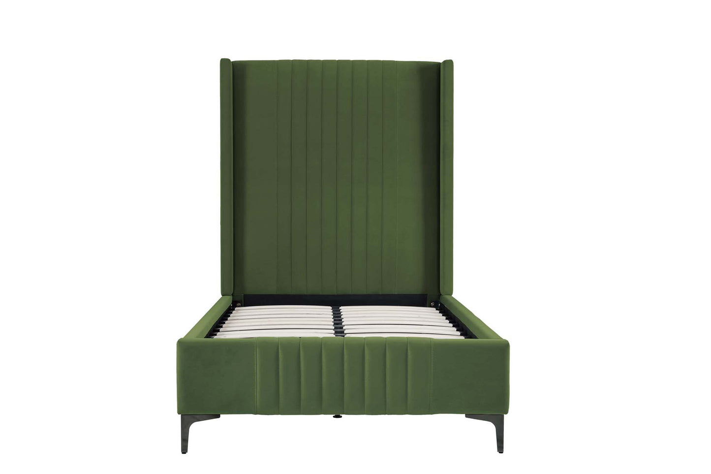Promenade Mid-Century Modern Velvet Upholstered Twin-Size Bed in Moss Green