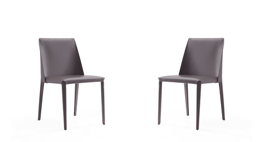 Paris Grey Saddle Leather Dining Chair (Set of 2)