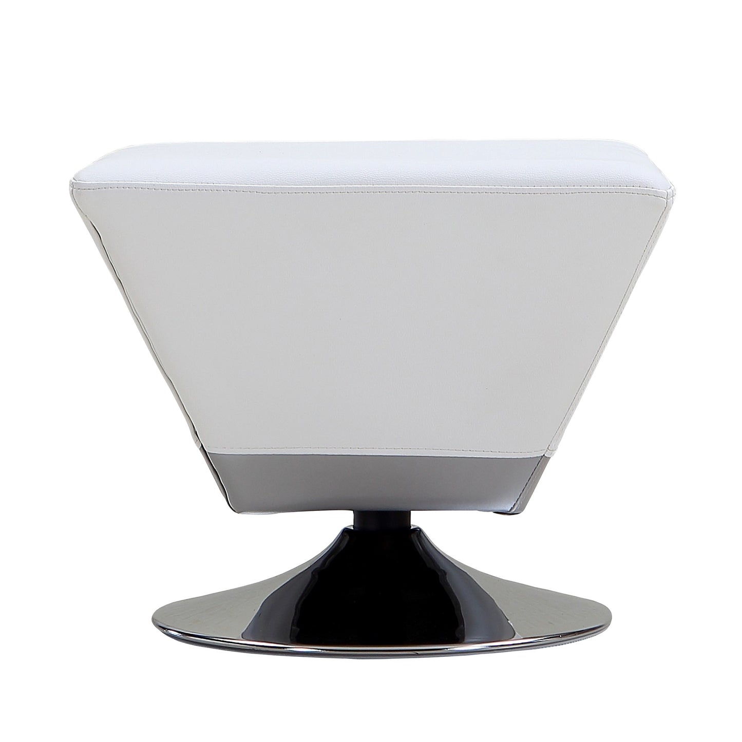 Diamond White and Polished Chrome Swivel Ottoman