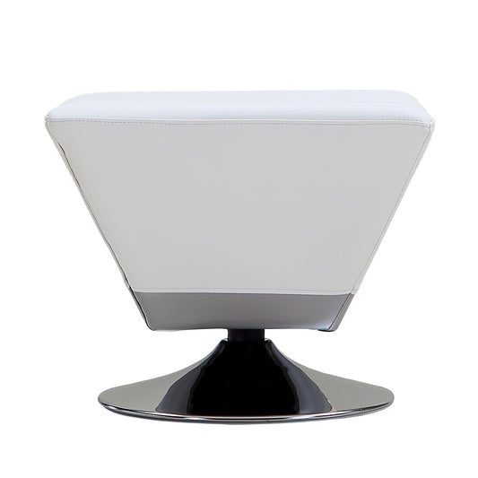 Diamond White and Polished Chrome Swivel Ottoman