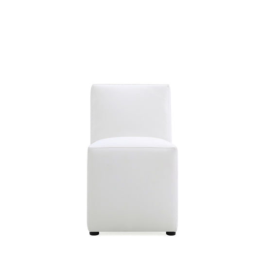 Anna Modern Square Faux Leather Dining Chair in Cream