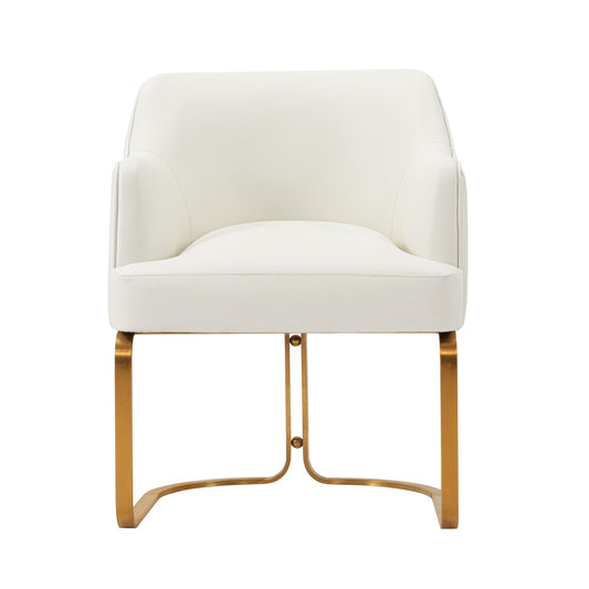 Modern Raya Leatherette Dining Armchair in Cream