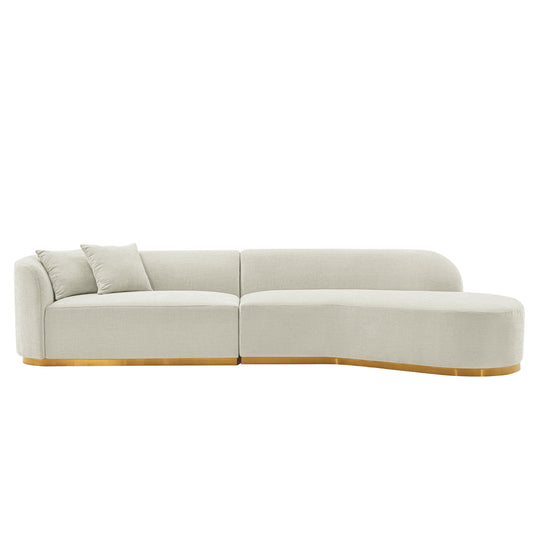 Contemporary Daria Chenille Sofa Sectional with Pillows in Ivory