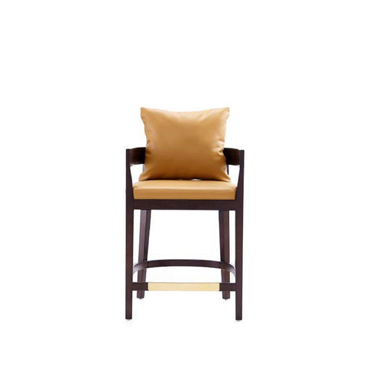 Ritz 34 in. Camel and Dark Walnut Beech Wood Counter Height Bar Stool