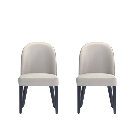 Hillman Modern Leatherette and Velvet Upholstered Dining Chair in Light Grey - Set of 2