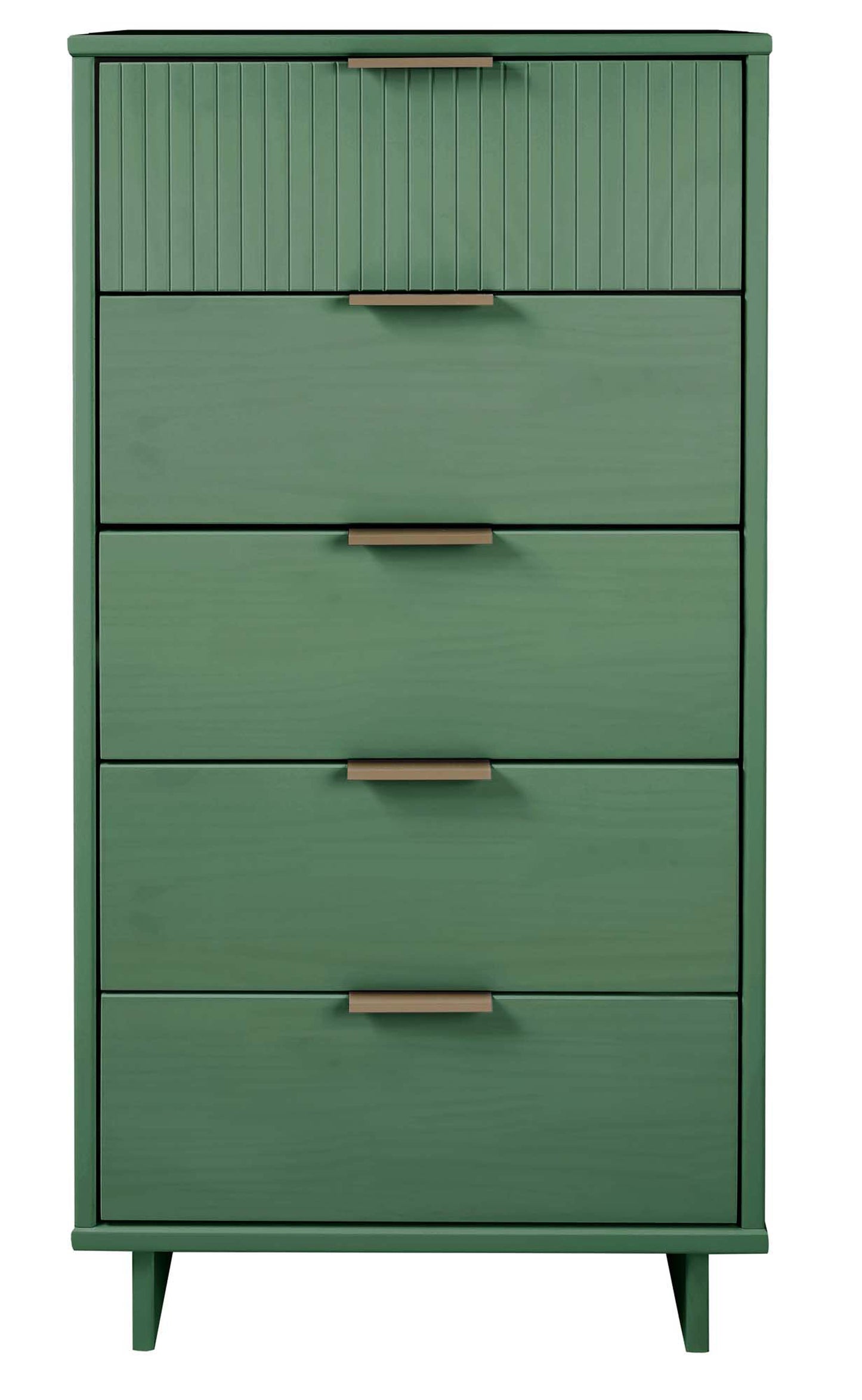 Granville Tall 23.62" Modern Narrow Dresser with 5 Full Extension Drawers in Sage Green